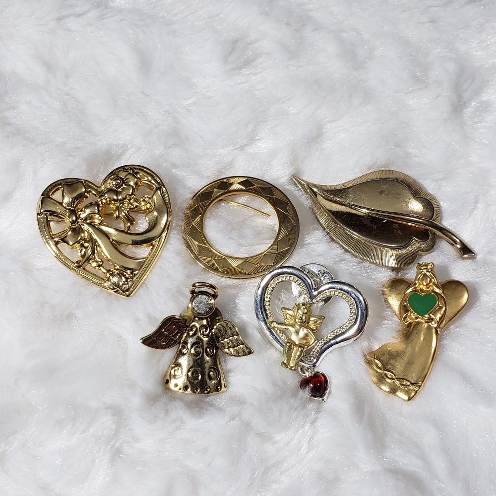 Brooch / Pin Lot Sarah Coventry Avon Angel Hearts